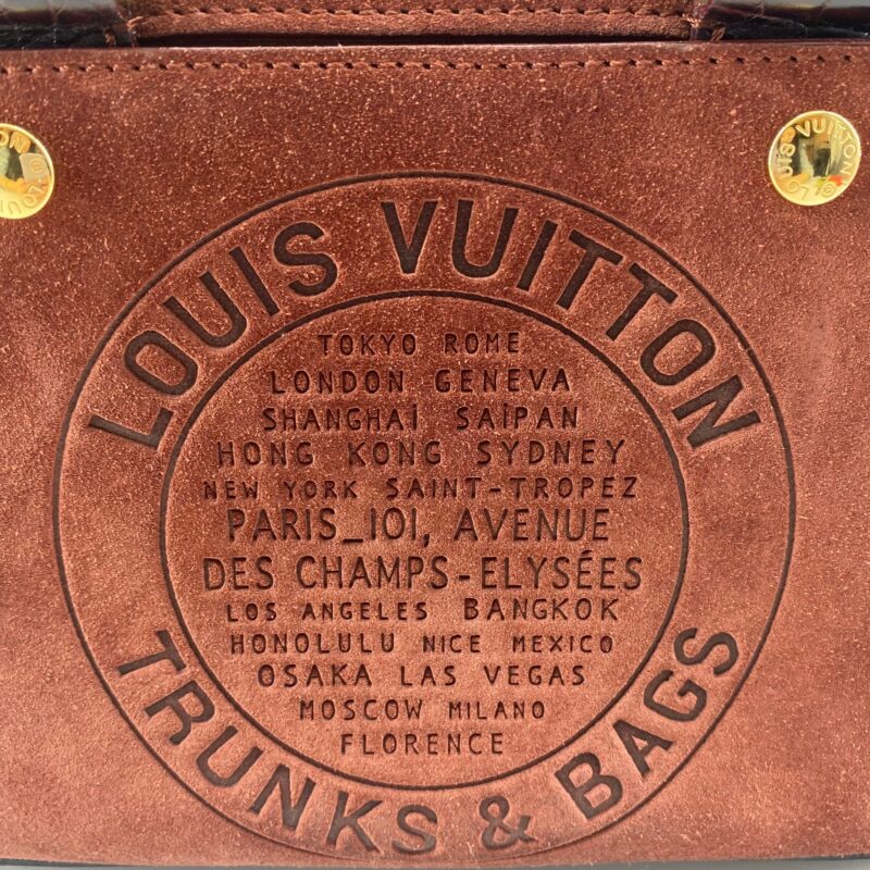 Louis Vuitton Havane brown suede stamped trunk PM Boston speedy AWE - Image 15