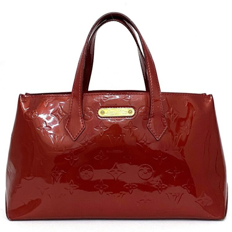 Louis Vuitton Handbag Wilshire PM Red Pom Damour Monogram Verni M93642 Bag Enamel Patent Leather ** 4049 LOUIS VUITTON Plate Ladies Tote LV Gold AWE