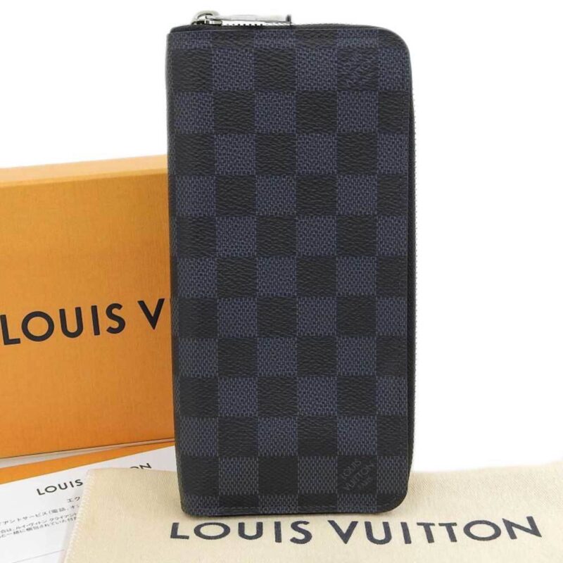 Louis Vuitton Damier Cobalt Zippy Wallet Vertical Round Zipper AWE