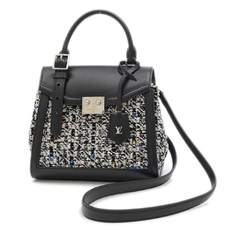 Louis Vuitton LV Ark 2Way Handbag Tweed Leather Black M55501 AWE