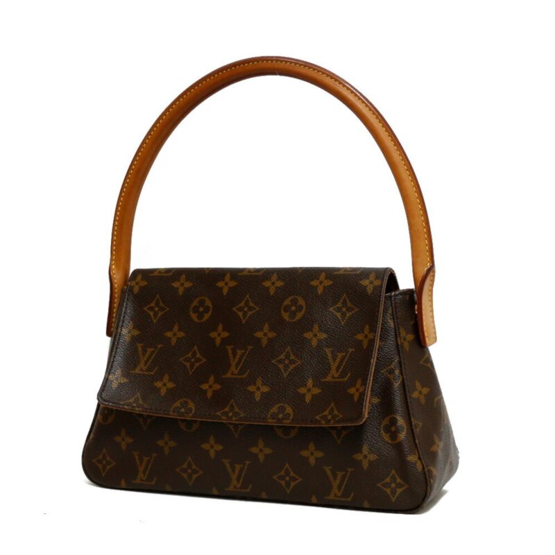 Louis Vuitton Handbag Monogram Mini Looping Brown Women's Leather AWE