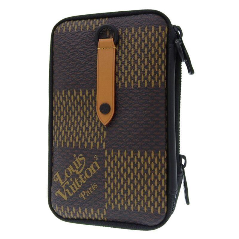 Louis Vuitton Damier Ebene Giant Double Phone Pouch Shoulder Bag Tortoise N40377 AWE - Image 2