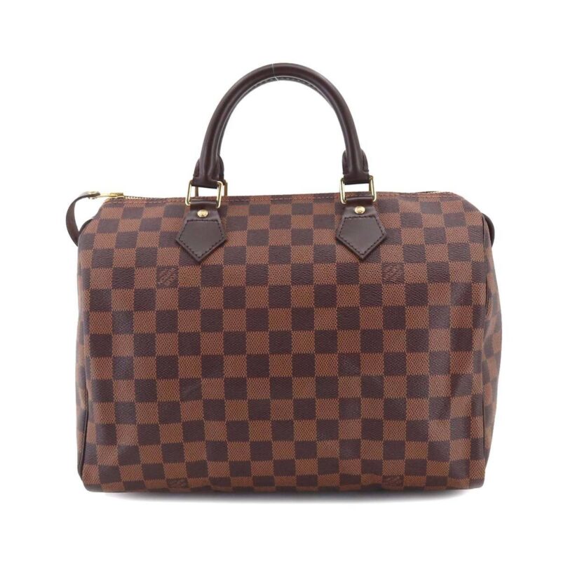 LOUIS VUITTON Damier Speedy 30 Hand Bag Ebene N41531 Brown Gold Hardware AWE