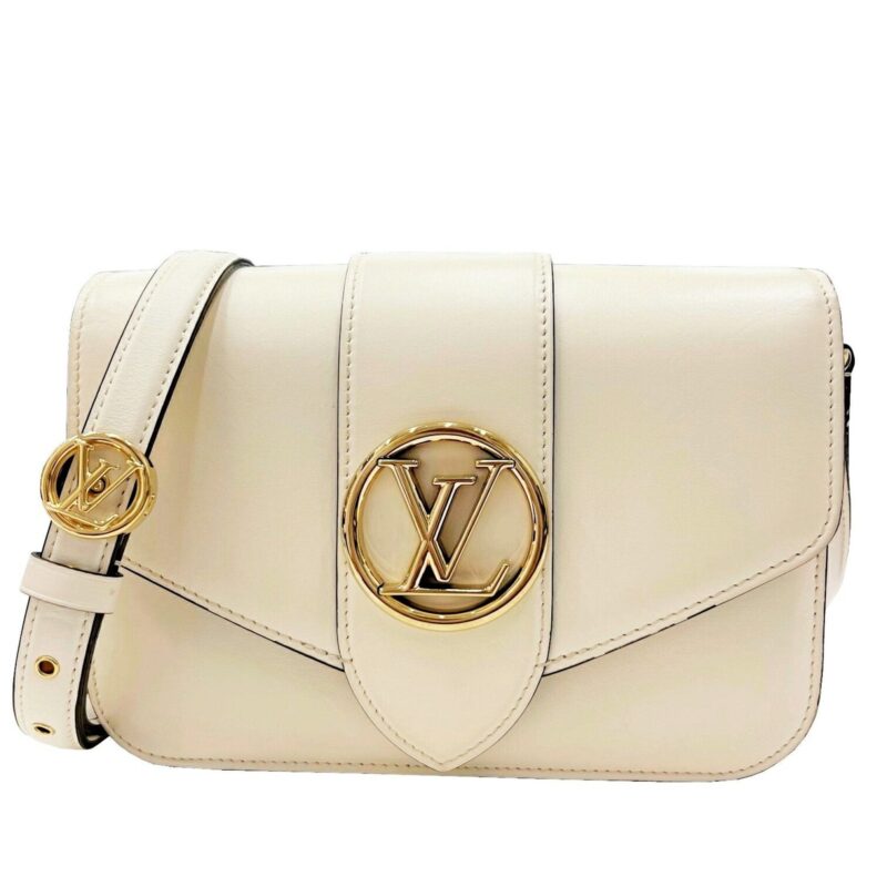 Louis Vuitton LV Pont Neuf M55950 RFID IC Chip Leather Claim Logo Ivory Women's Men's New Current AWE