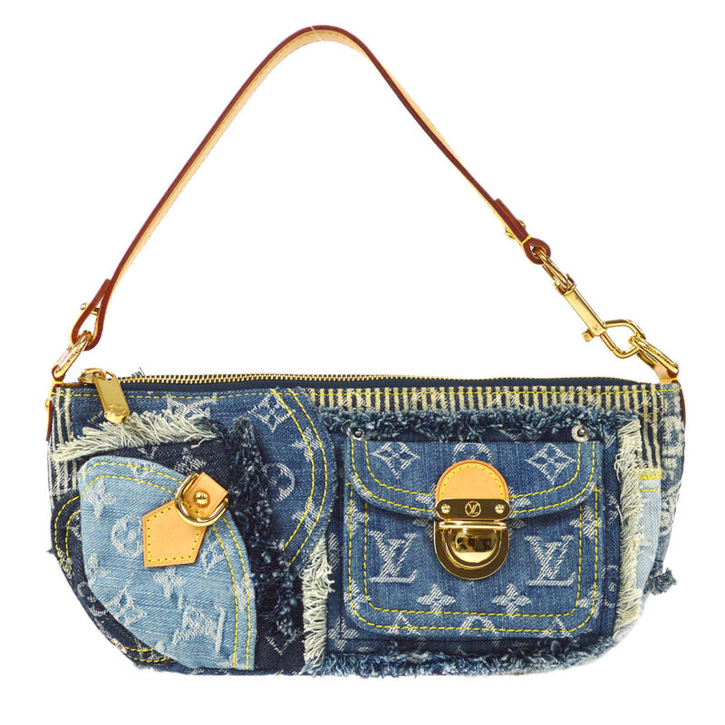 LOUIS VUITTON POUCHY HANDBAG MONOGRAM DENIM PATCHWORK M95382 AWE - Image 10