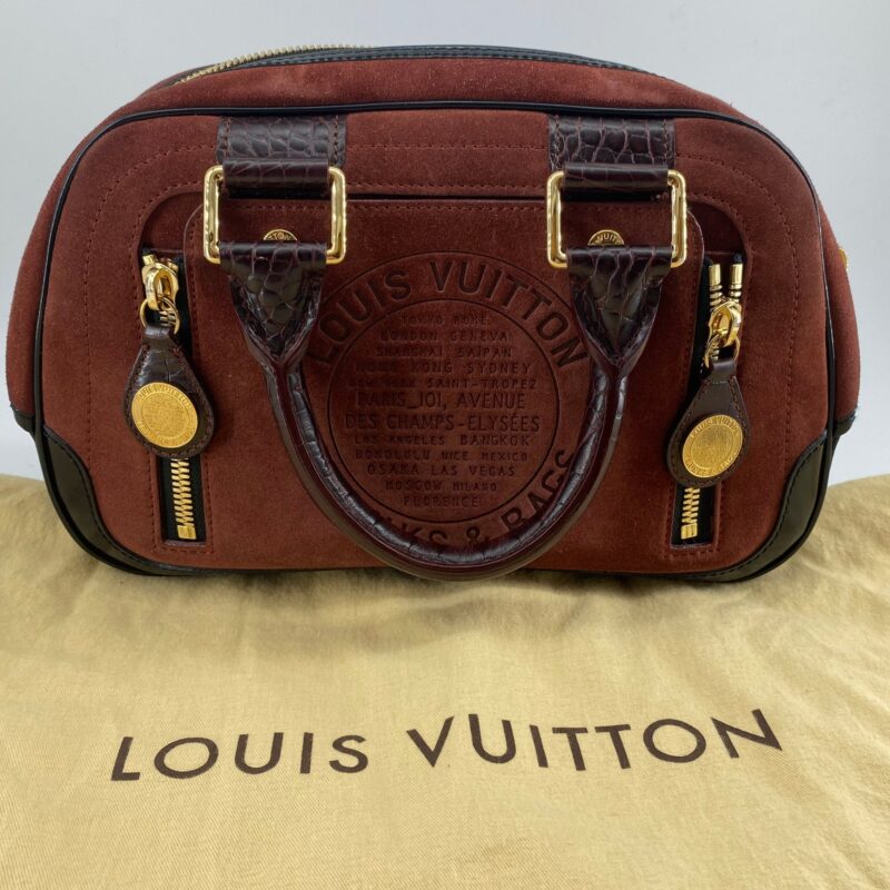 Louis Vuitton Havane brown suede stamped trunk PM Boston speedy AWE - Image 18
