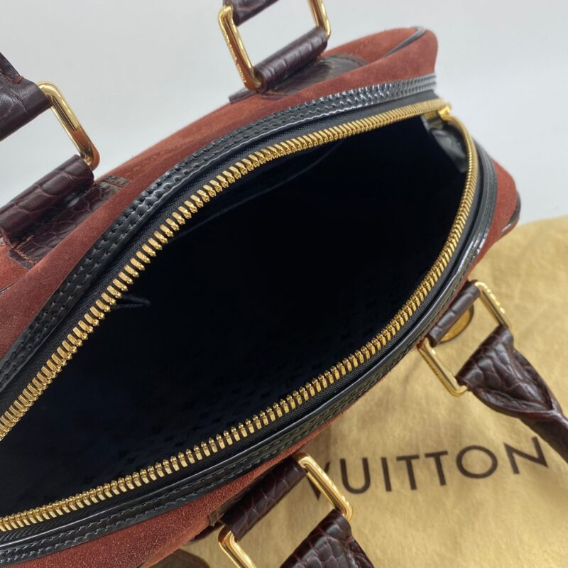 Louis Vuitton Havane brown suede stamped trunk PM Boston speedy AWE - Image 17