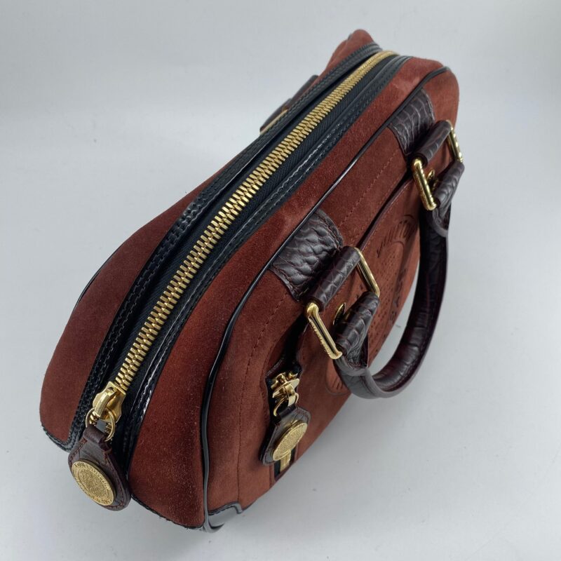 Louis Vuitton Havane brown suede stamped trunk PM Boston speedy AWE - Image 14