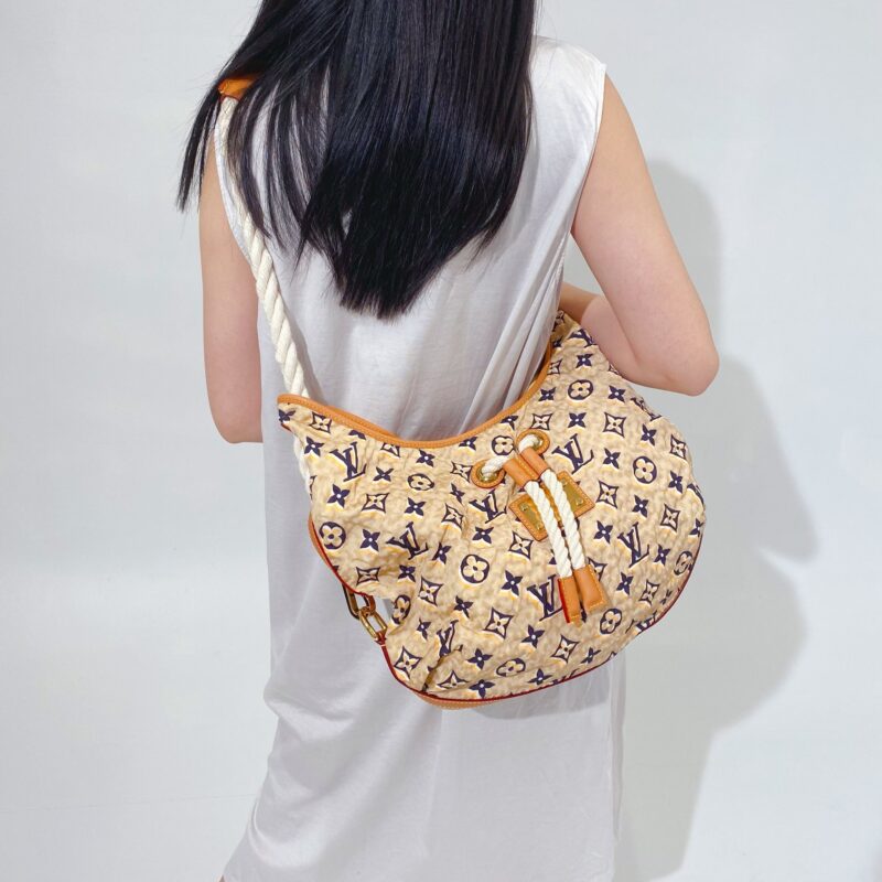 LOUIS VUITTON Limited Edition Tan Nylon Monogram Bulles PM Bag AWE