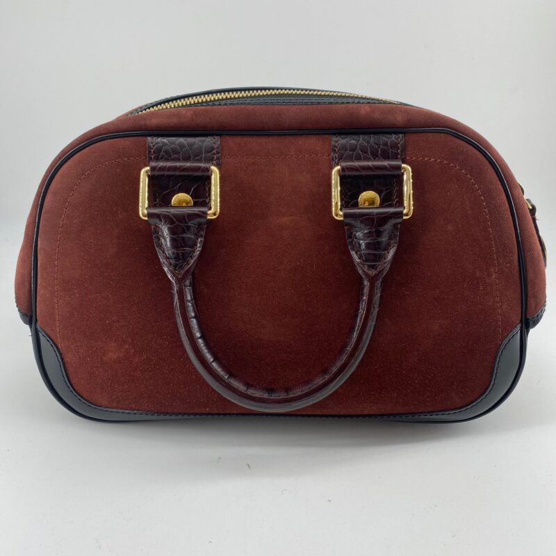Louis Vuitton Havane brown suede stamped trunk PM Boston speedy AWE - Image 5
