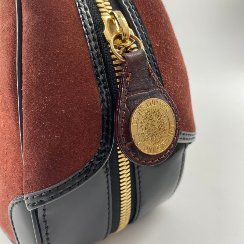 Louis Vuitton Havane brown suede stamped trunk PM Boston speedy AWE - Image 13