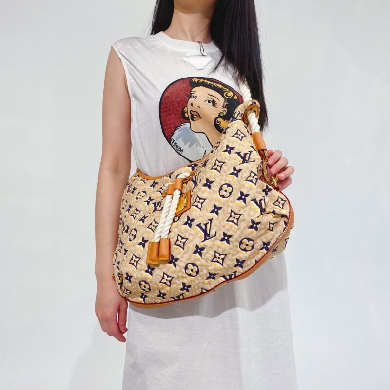 LOUIS VUITTON Limited Edition Tan Nylon Monogram Bulles PM Bag AWE - Image 2