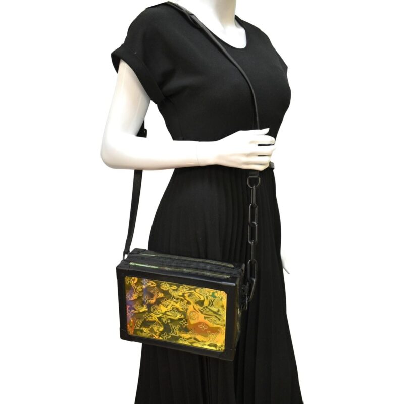 LOUIS VUITTON Soft Trunk Monogram Prism Shoulder Bag Black AWE