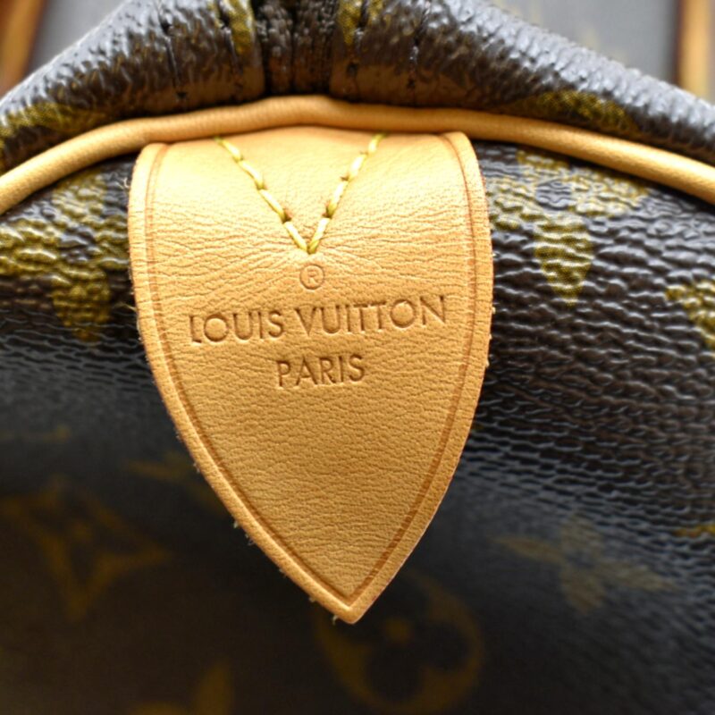 LOUIS VUITTON Speedy 30 Monogram Canvas Satchel Bag Brown AWE - Image 12
