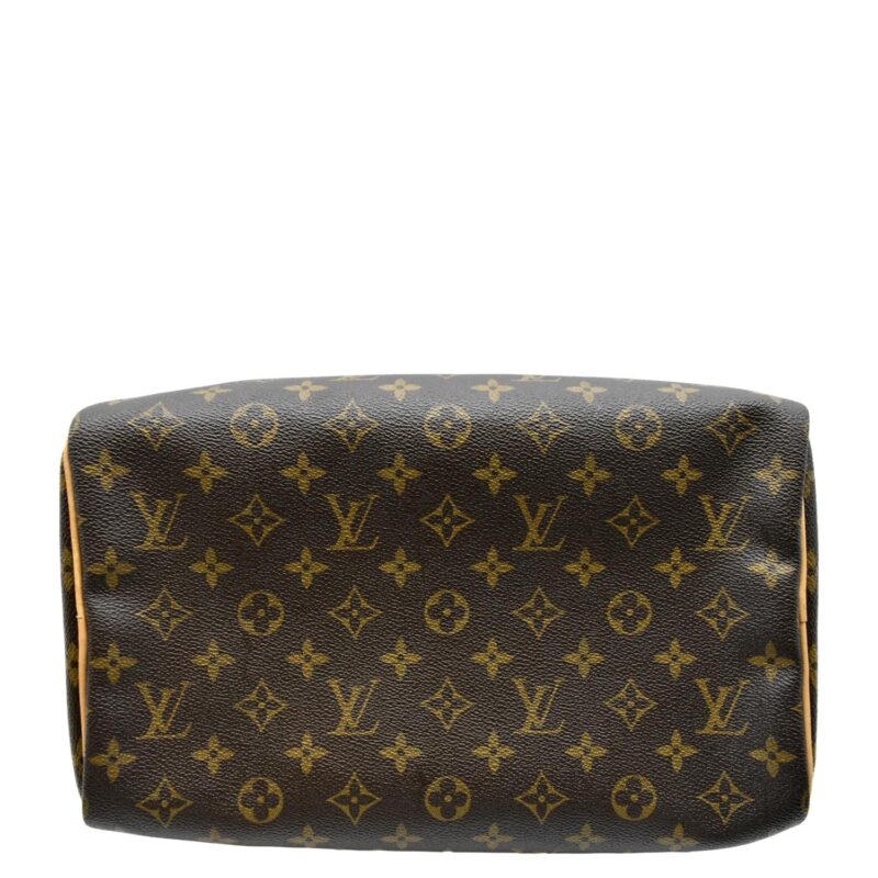 LOUIS VUITTON Speedy 30 Monogram Canvas Satchel Bag Brown AWE - Image 8
