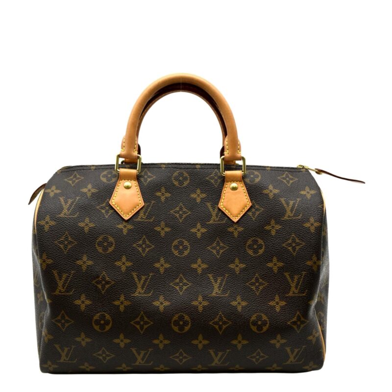 LOUIS VUITTON Speedy 30 Monogram Canvas Satchel Bag Brown AWE - Image 13