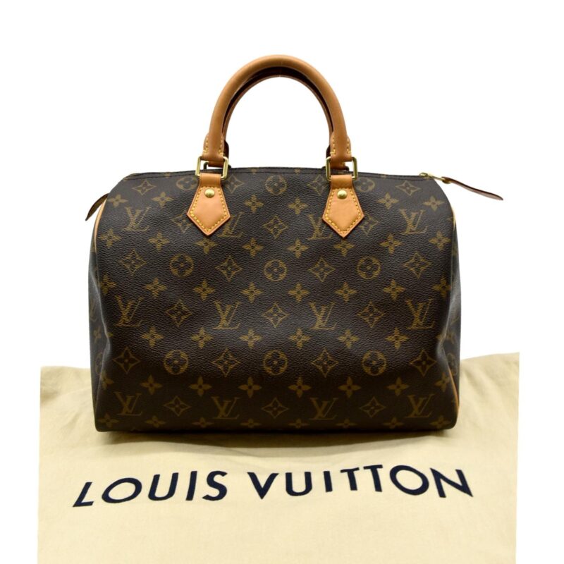 LOUIS VUITTON Speedy 30 Monogram Canvas Satchel Bag Brown AWE - Image 2