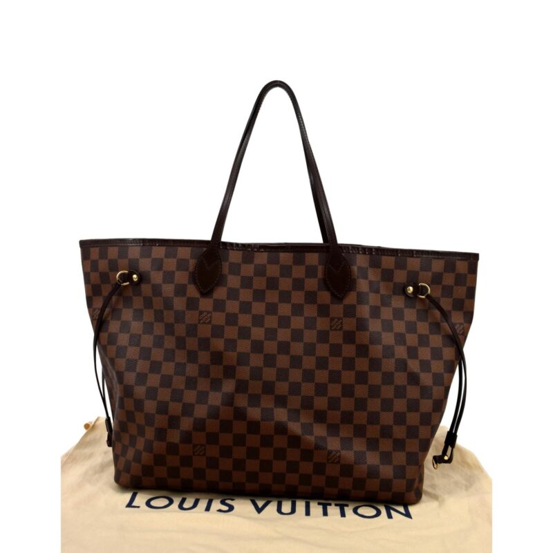 LOUIS VUITTON Neverfull GM Damier Ebene Tote Shoulder Bag Brown AWE - Image 2