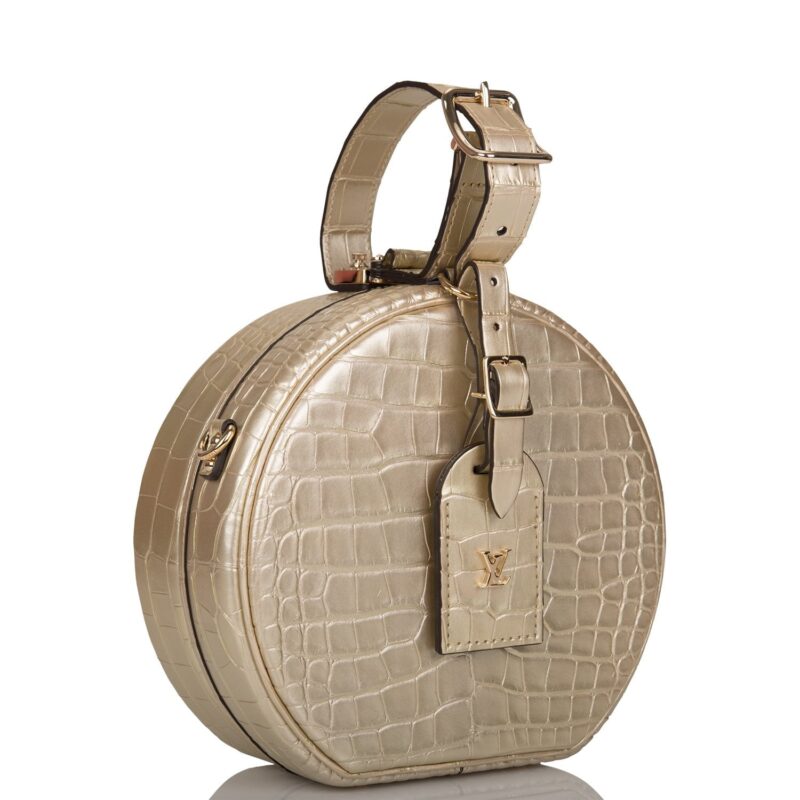 Louis Vuitton Gold Matte Alligator Petite Boite Chapeau AWE
