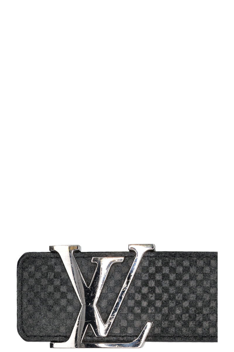 LOUIS VUITTON Initiales Belt 40 Mini Damier Suede Grey AWE - Image 3