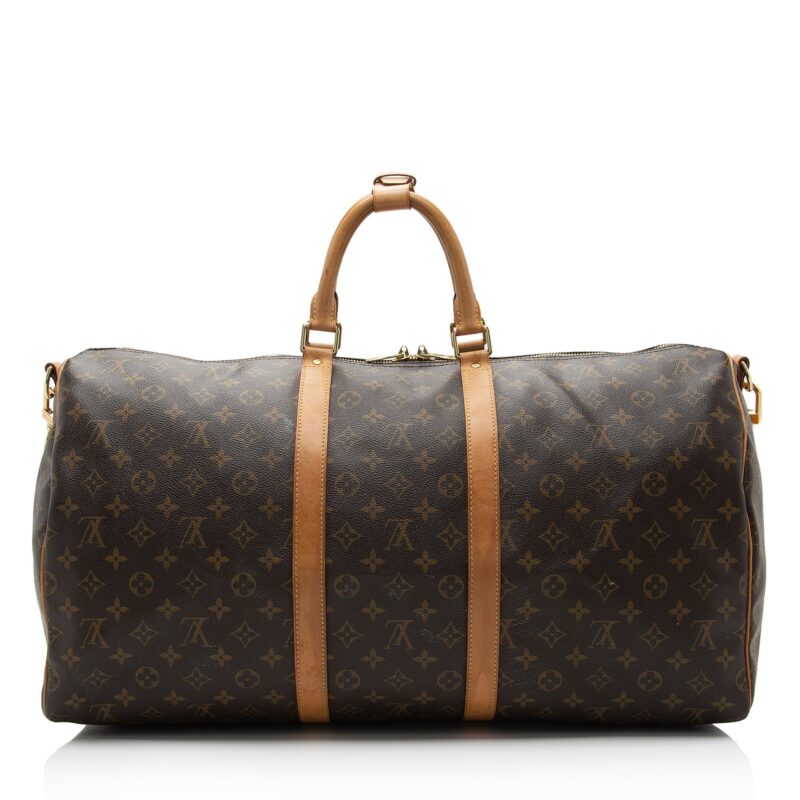 Louis Vuitton Monogram Canvas Keepall Bandouliere 55 Duffle Bag AWE - Image 2