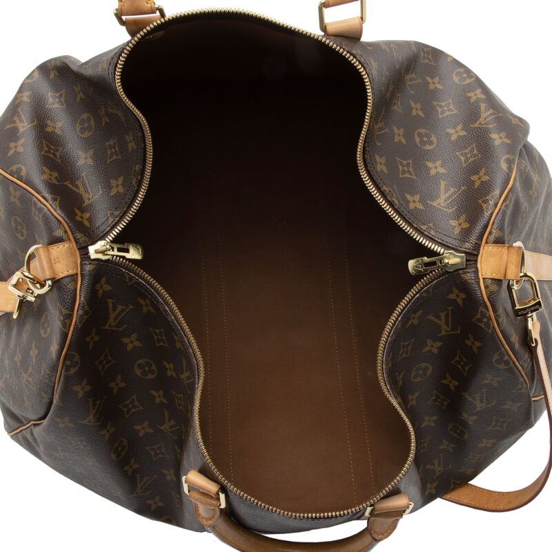 Louis Vuitton Monogram Canvas Keepall Bandouliere 55 Duffle Bag AWE - Image 6