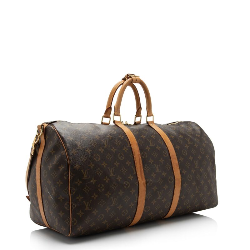 Louis Vuitton Monogram Canvas Keepall Bandouliere 55 Duffle Bag AWE