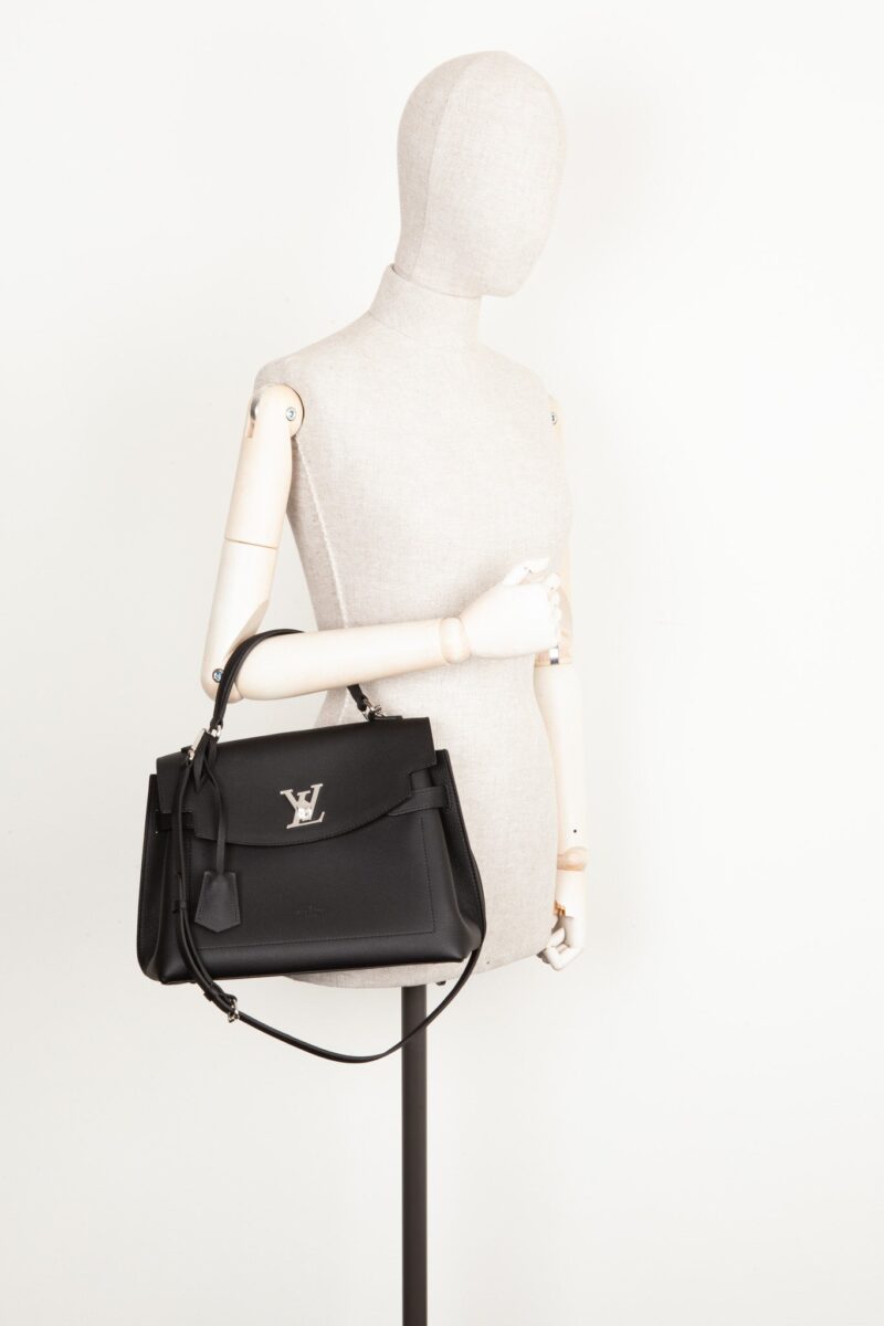 LOUIS VUITTON Lock Me Ever MM Handbag Black Leather AWE