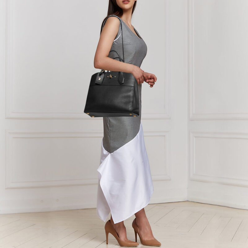 Louis Vuitton Black Leather City Steamer MM Bag AWE - Image 2