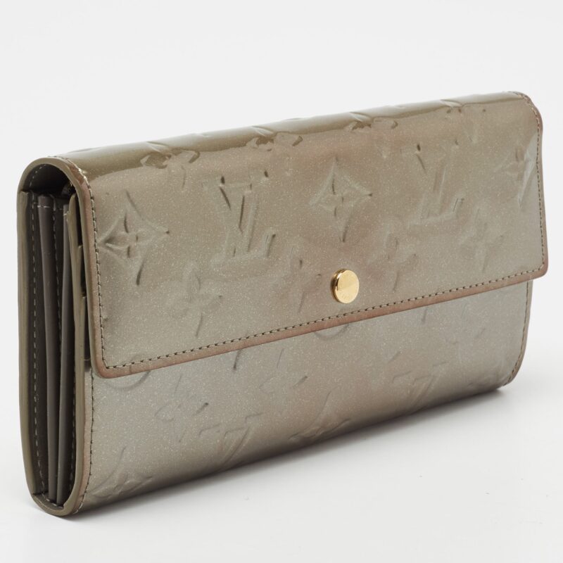 Louis Vuitton Gris Art Deco Monogram Vernis Sarah Wallet AWE - Image 4