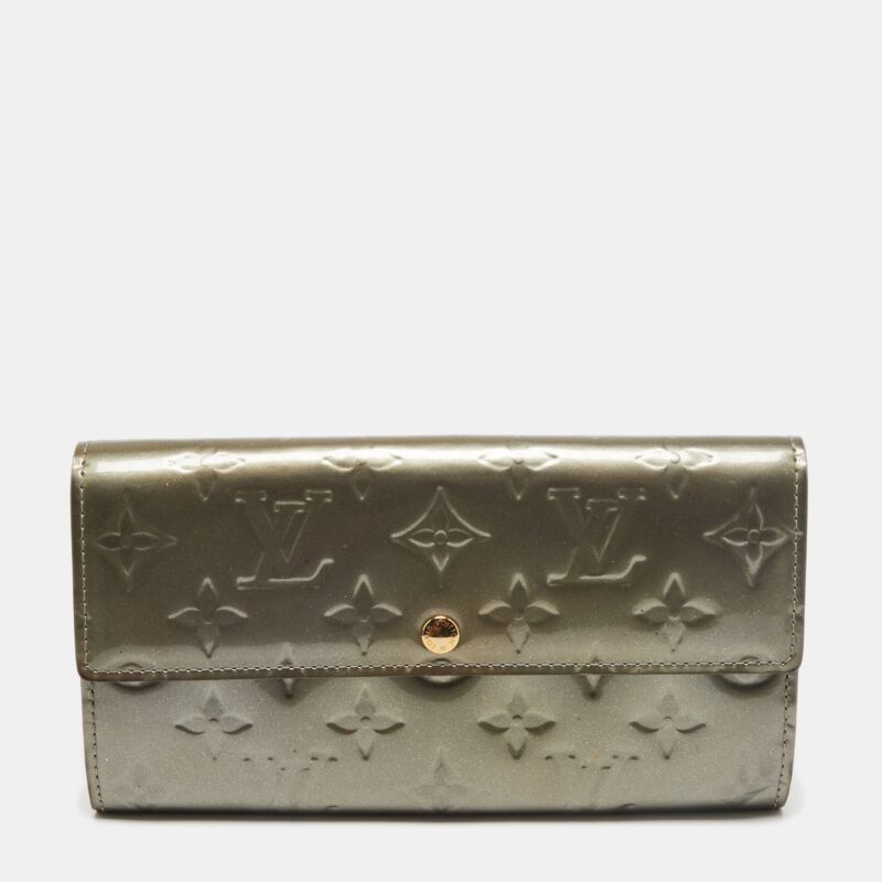 Louis Vuitton Gris Art Deco Monogram Vernis Sarah Wallet AWE